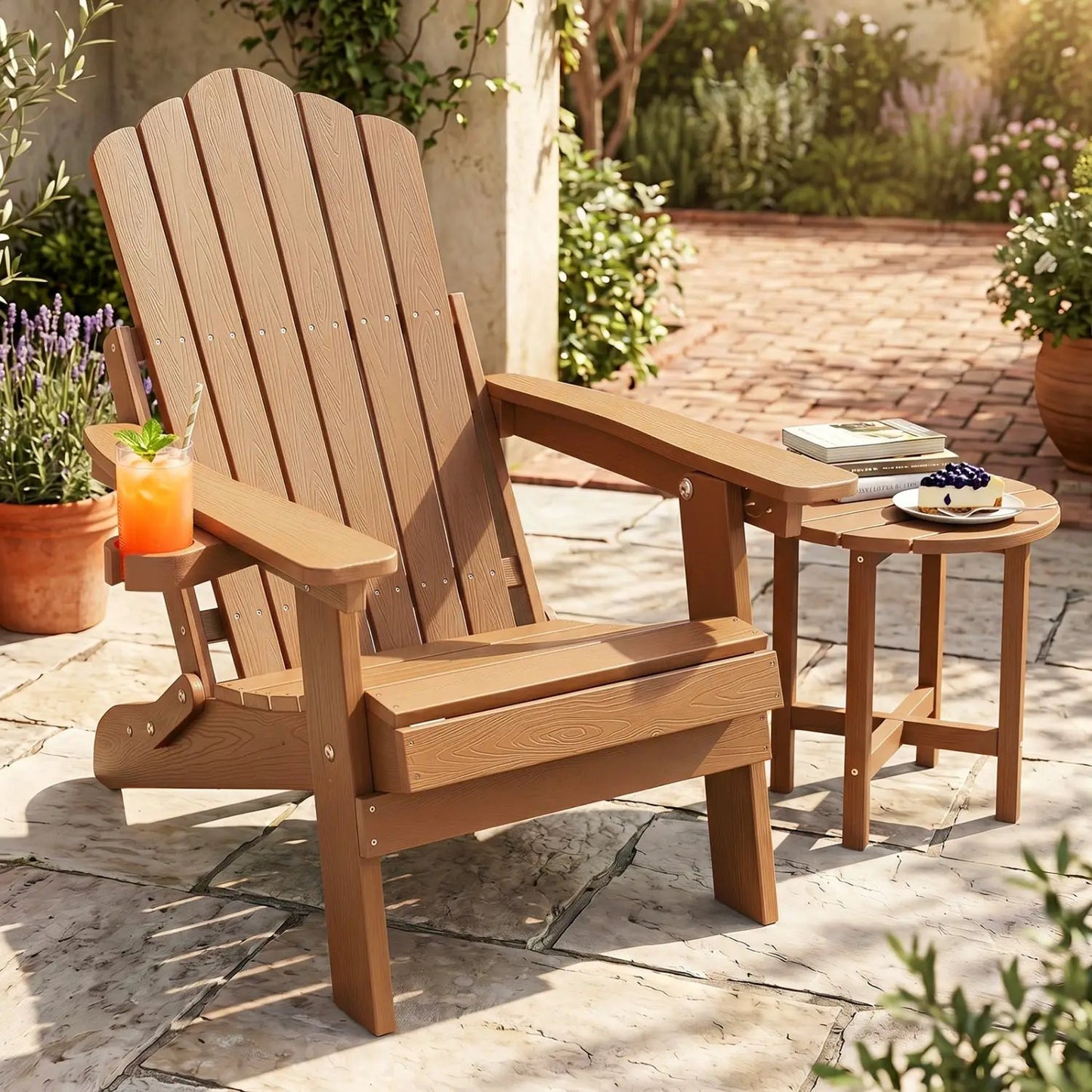 Folding Adirondack Chair With Cup Holder