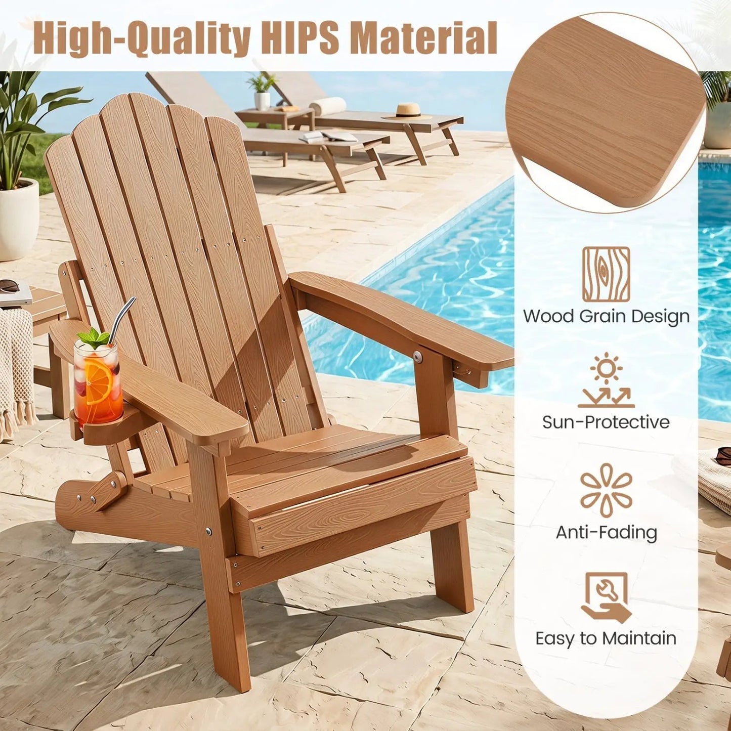 Folding Adirondack Chair With Cup Holder