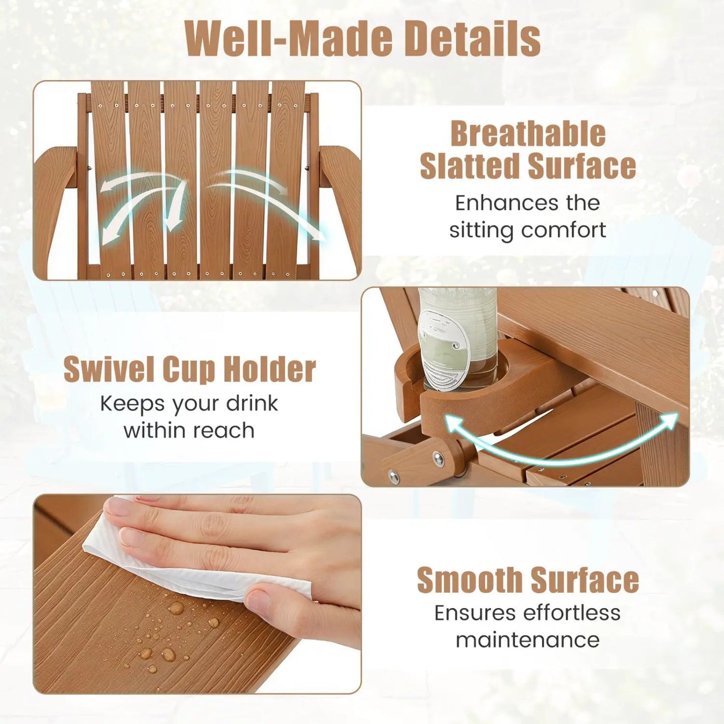 Folding Adirondack Chair With Cup Holder