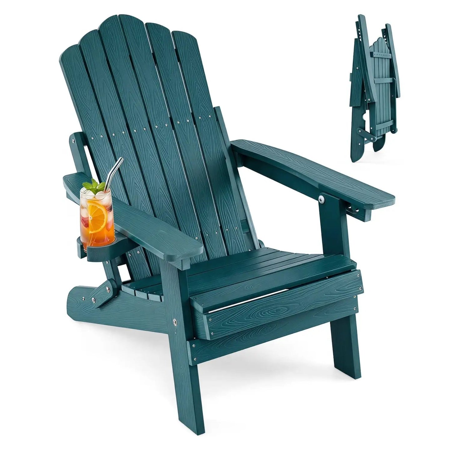 Folding Adirondack Chair With Cup Holder