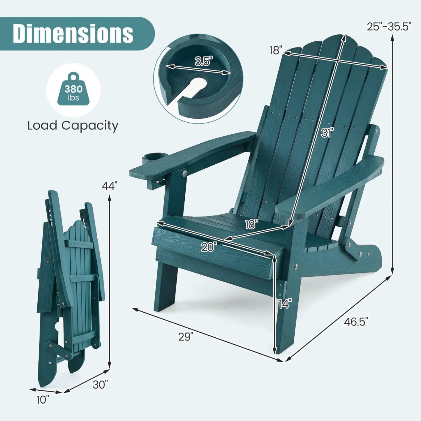 Folding Adirondack Chair With Cup Holder
