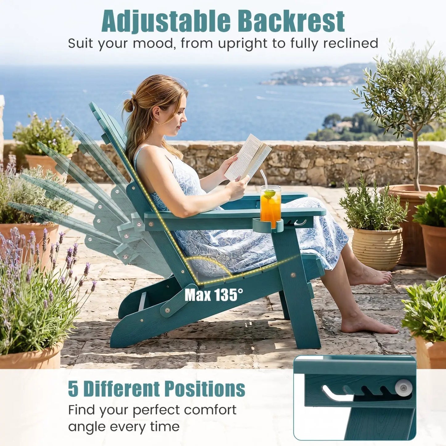 Folding Adirondack Chair With Cup Holder