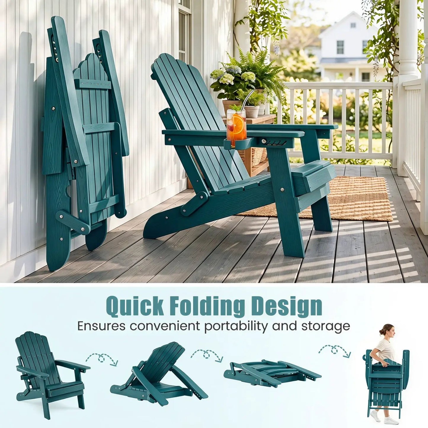 Folding Adirondack Chair With Cup Holder