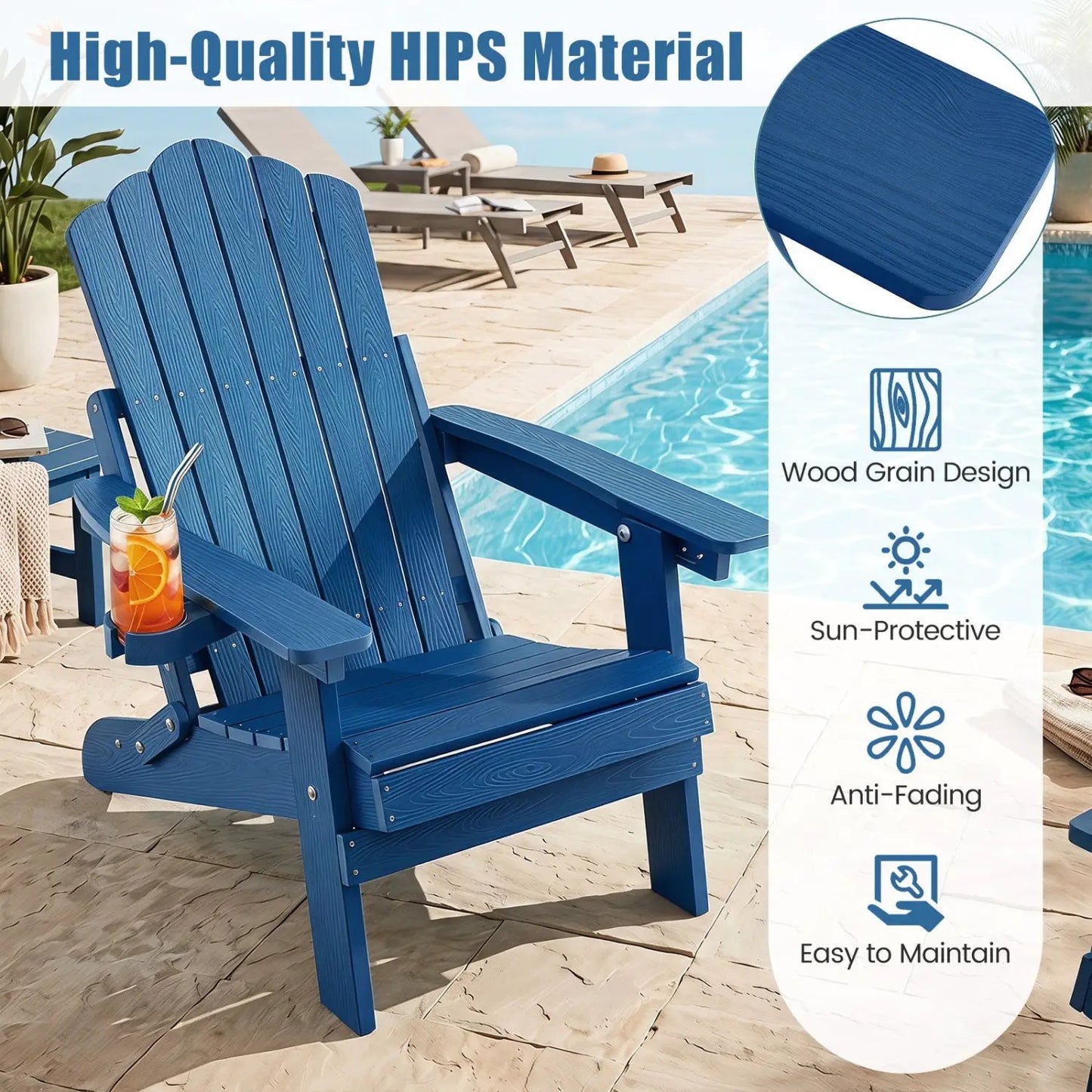 Folding Adirondack Chair With Cup Holder