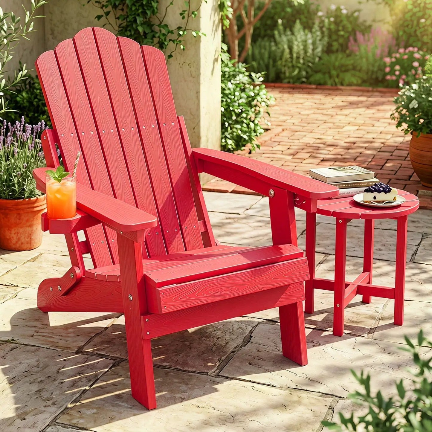 Folding Adirondack Chair With Cup Holder