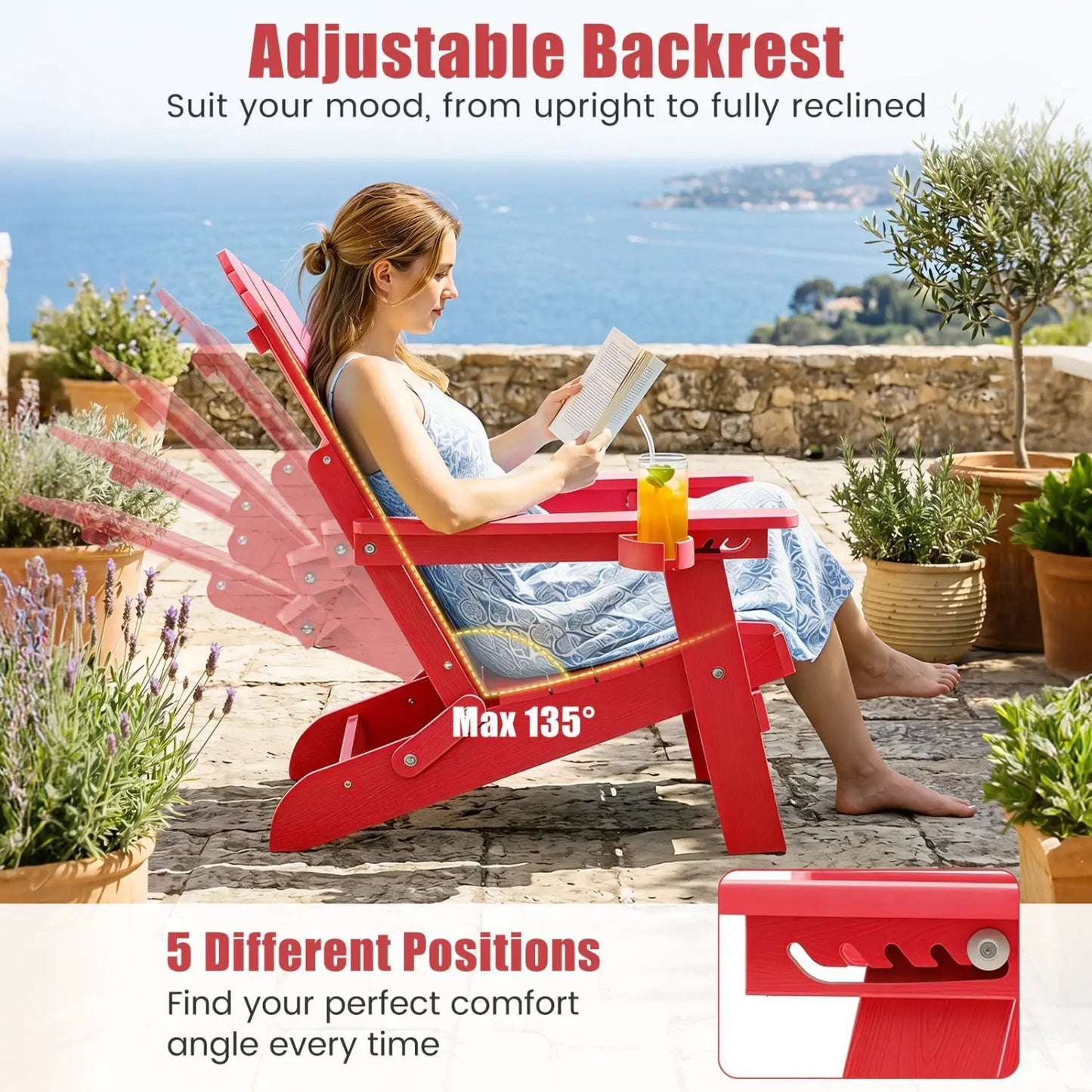 Folding Adirondack Chair With Cup Holder