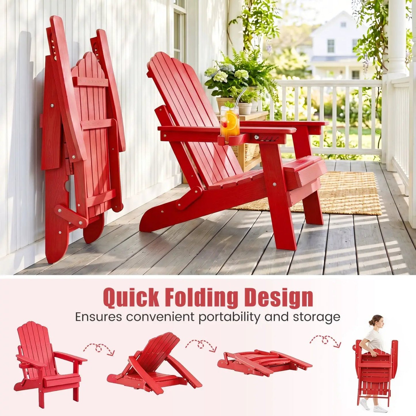 Folding Adirondack Chair With Cup Holder