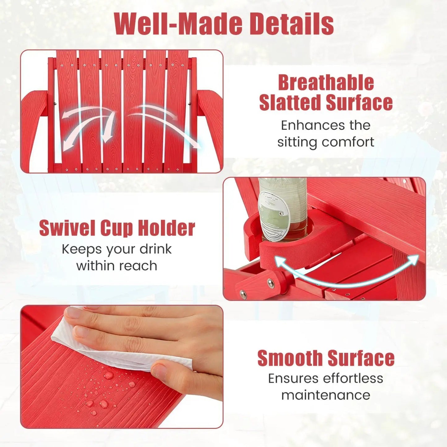 Folding Adirondack Chair With Cup Holder