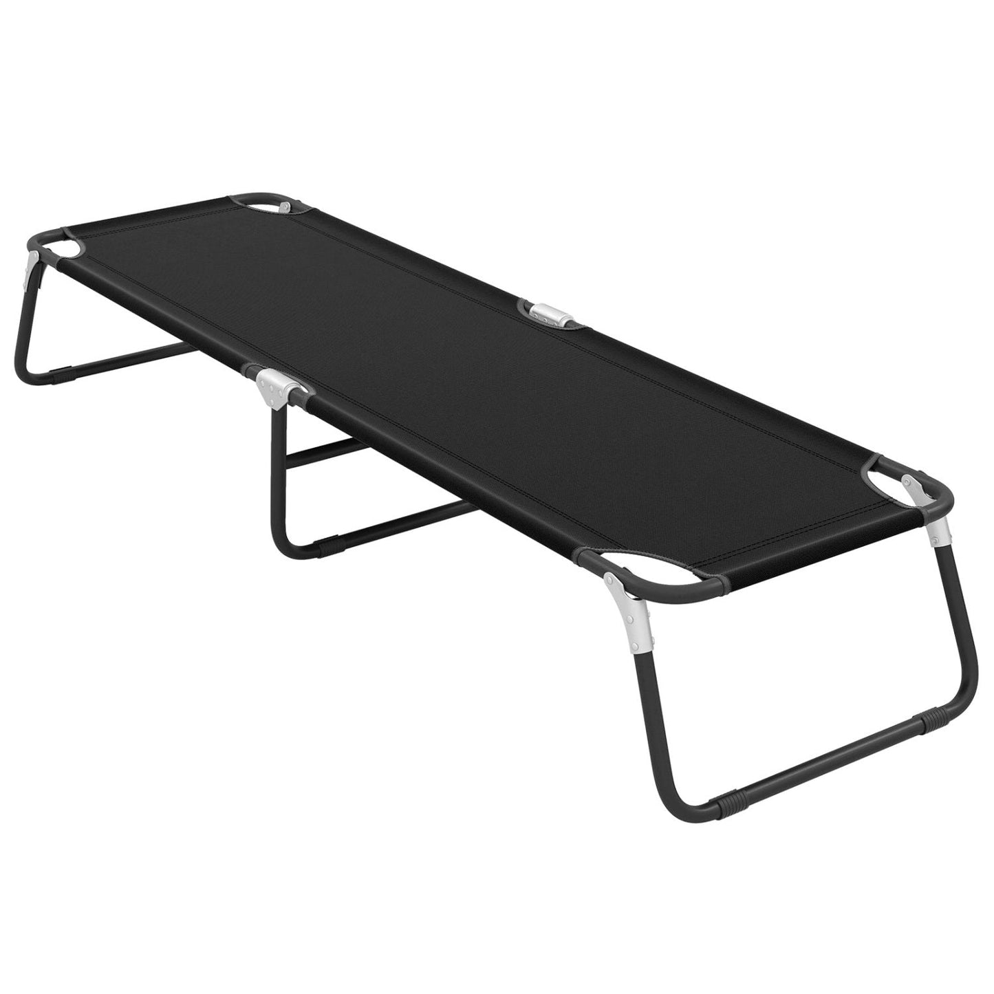 GemGear outdoor folding camping cot in black fabric with metal frame on Tampa Home & Garden Store