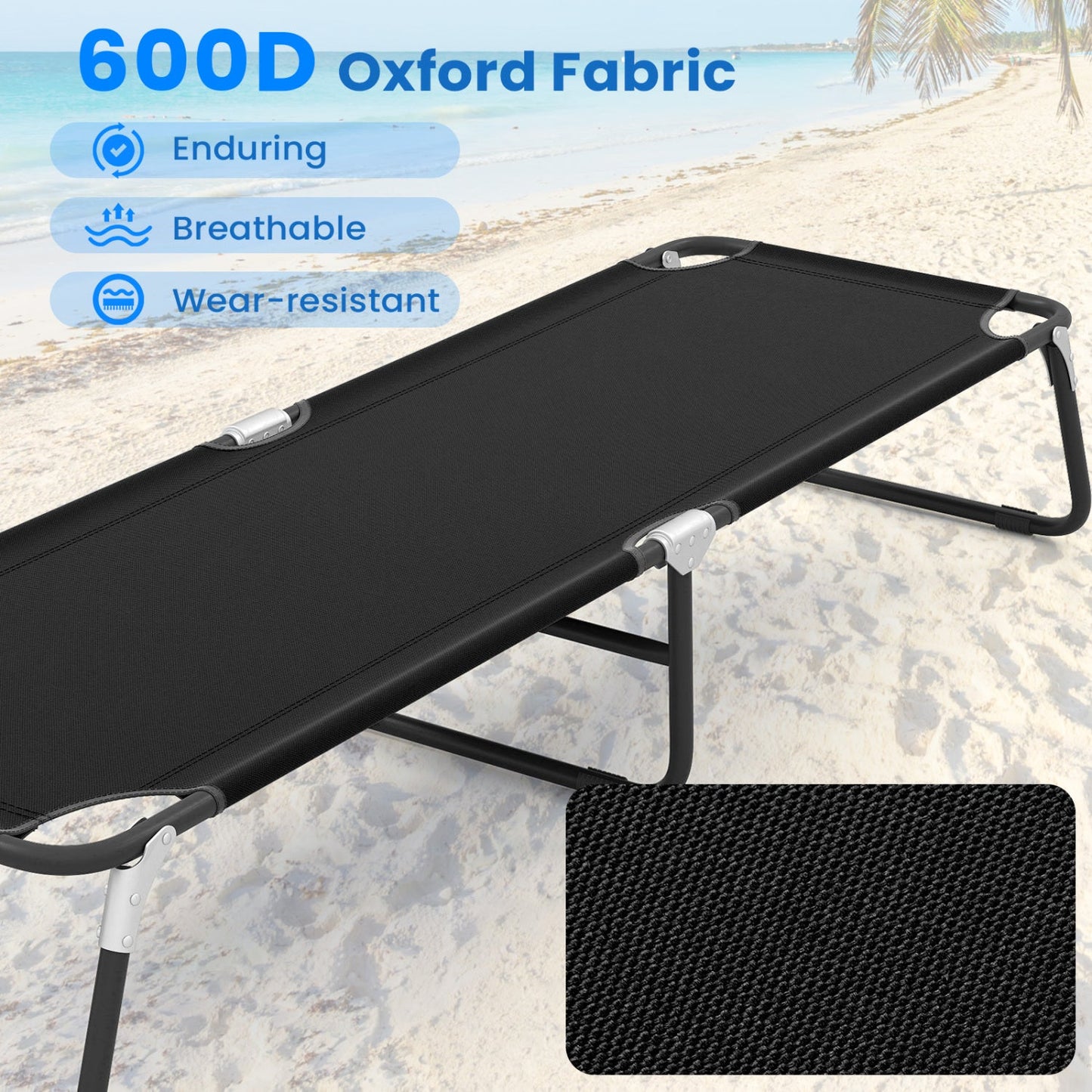 GemGear black outdoor folding camping cot for sleeping hiking and travel on Tampa Home & Garden Store