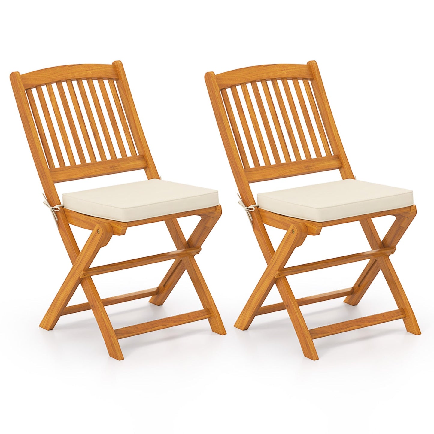 Outdoor Folding Chairs with Seat Cushions Set of 2 - Tampa Home & Garden Store