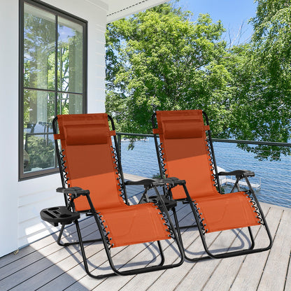 Sillón reclinable plegable de gravedad cero para exteriores - Naranja