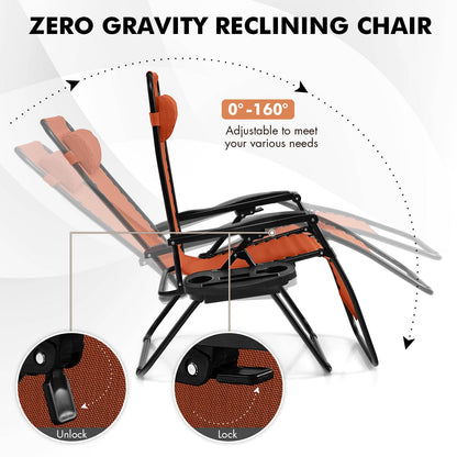 Sillón reclinable plegable de gravedad cero para exteriores - Naranja