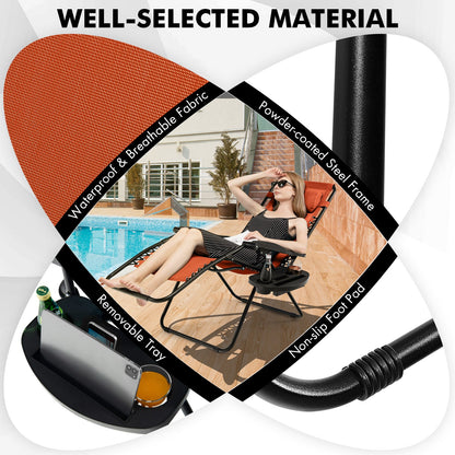 Sillón reclinable plegable de gravedad cero para exteriores - Naranja