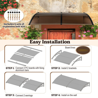 Outdoor Front Door Patio Overhang Awning for Sunlight Rain Snow Wind Protection