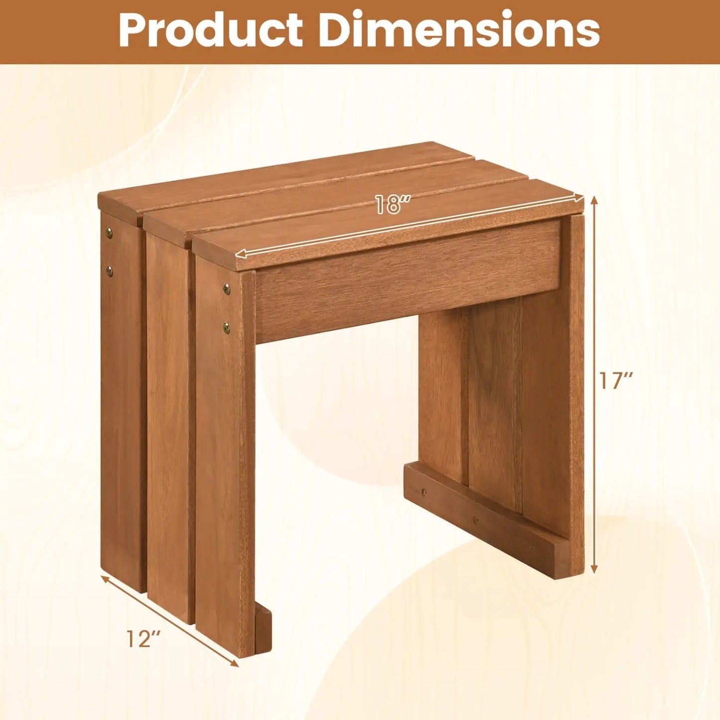 Outdoor Garden Bench With Solid Wooden Frame