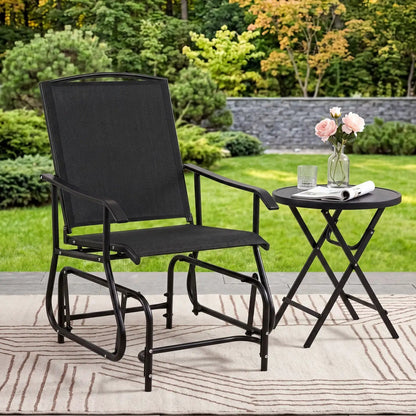 Outdoor Glider Chair With Metal Frame and Cushion