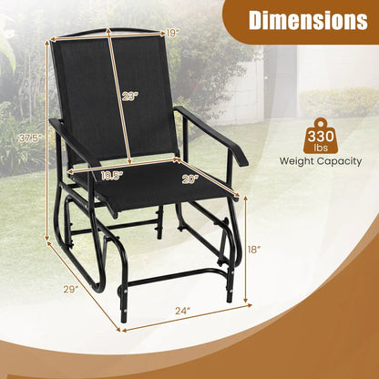 Outdoor Glider Chair With Metal Frame and Cushion