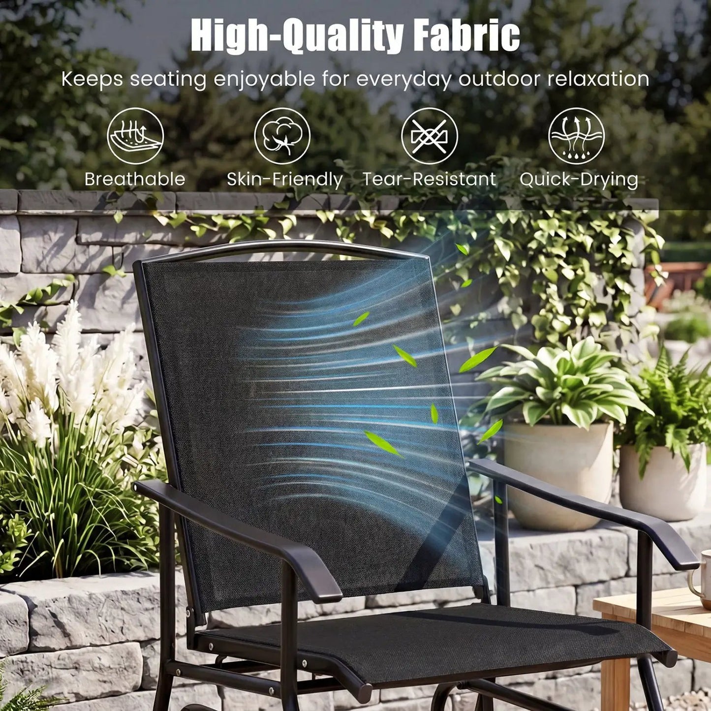 Outdoor Glider Chair With Metal Frame and Cushion