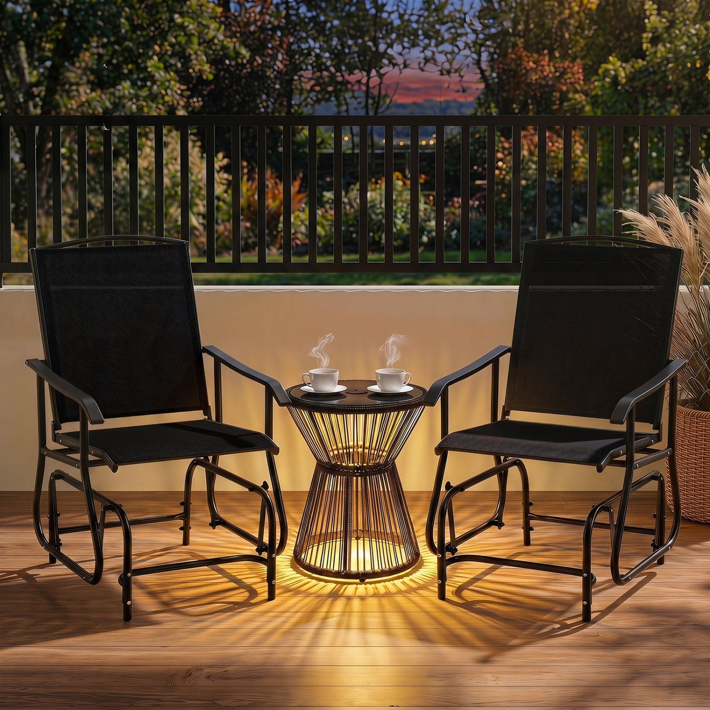 Outdoor Glider Chair With Metal Frame and Cushion