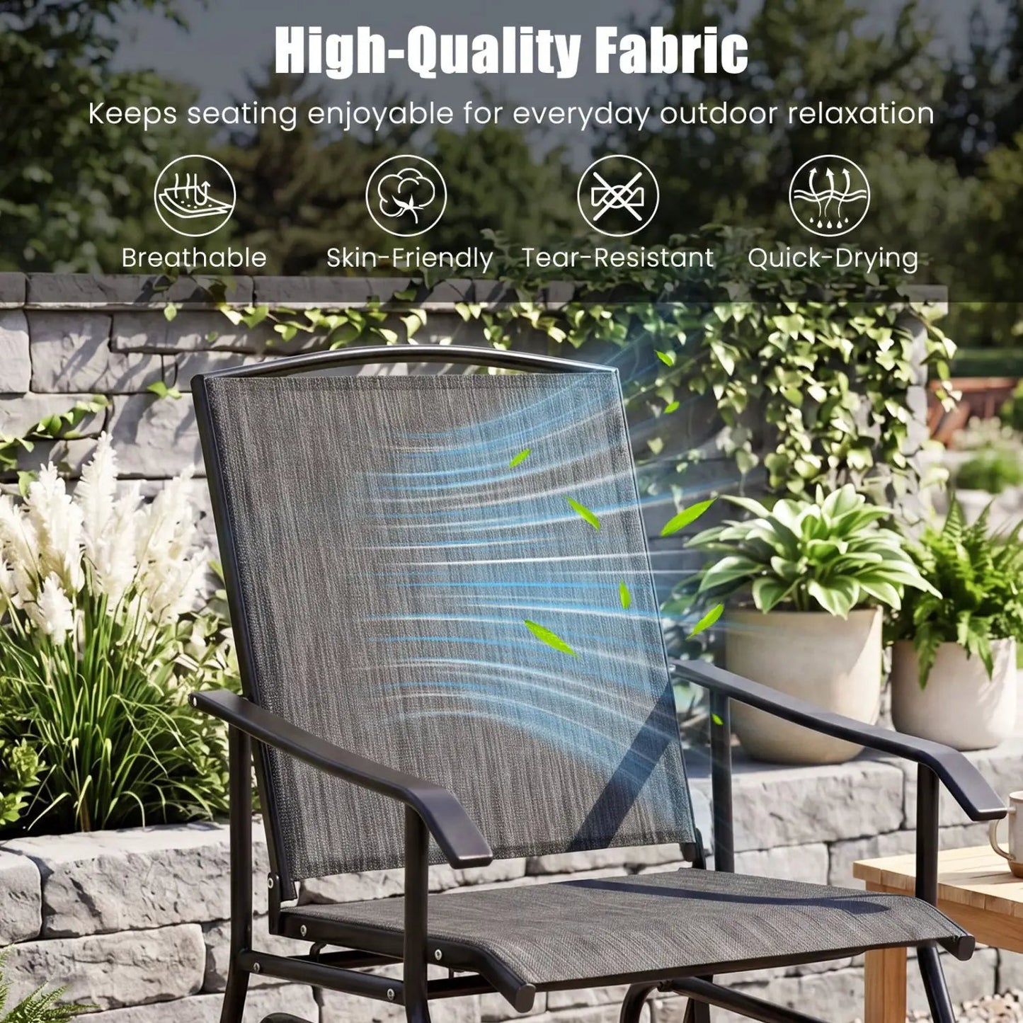 Outdoor Glider Chair With Metal Frame and Cushion