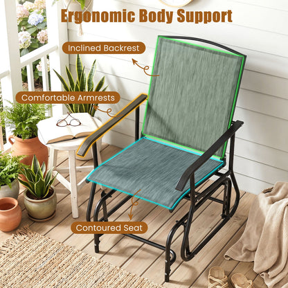 Outdoor Glider Chair With Metal Frame and Cushion