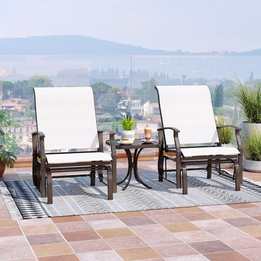 Outdoor Glider Chairs Set of 2 with Ergonomic Backrest and Seat - Tampa Home & Garden Store