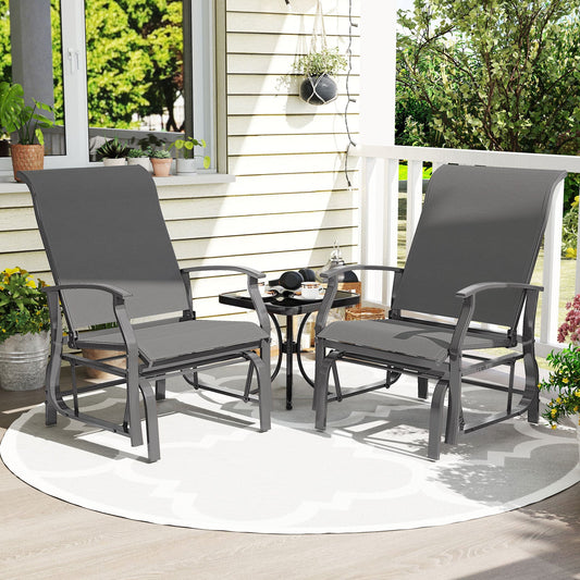 Outdoor Glider Chairs Set of 2 with Ergonomic Backrest and Seat - Tampa Home & Garden Store