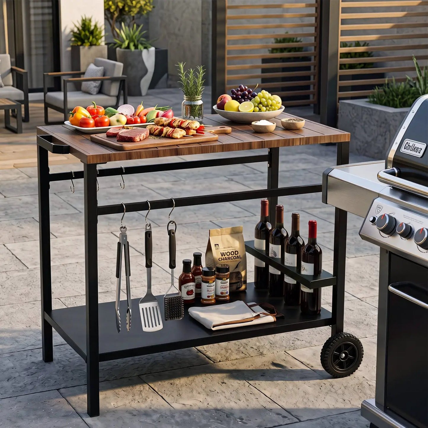 Outdoor Grill Cart With Stainless Steel Top