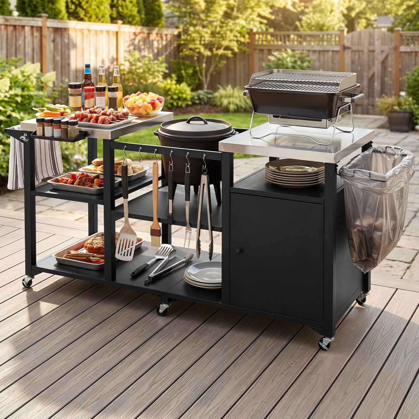Outdoor Grill Cart with Stainless Table Top