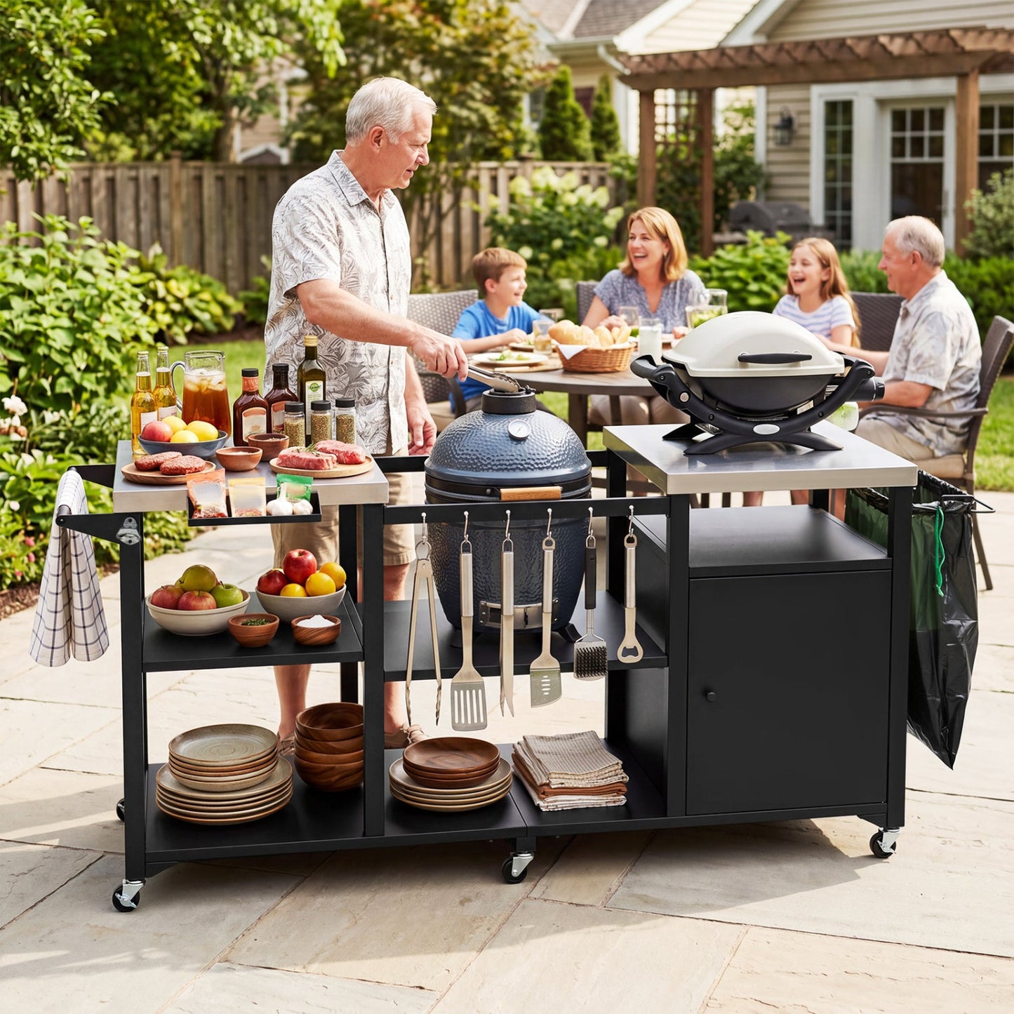 Outdoor Grill Cart with Stainless Table Top