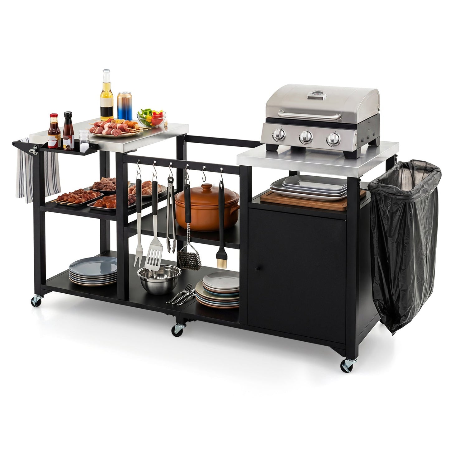 Outdoor Grill Cart with Stainless Table Top