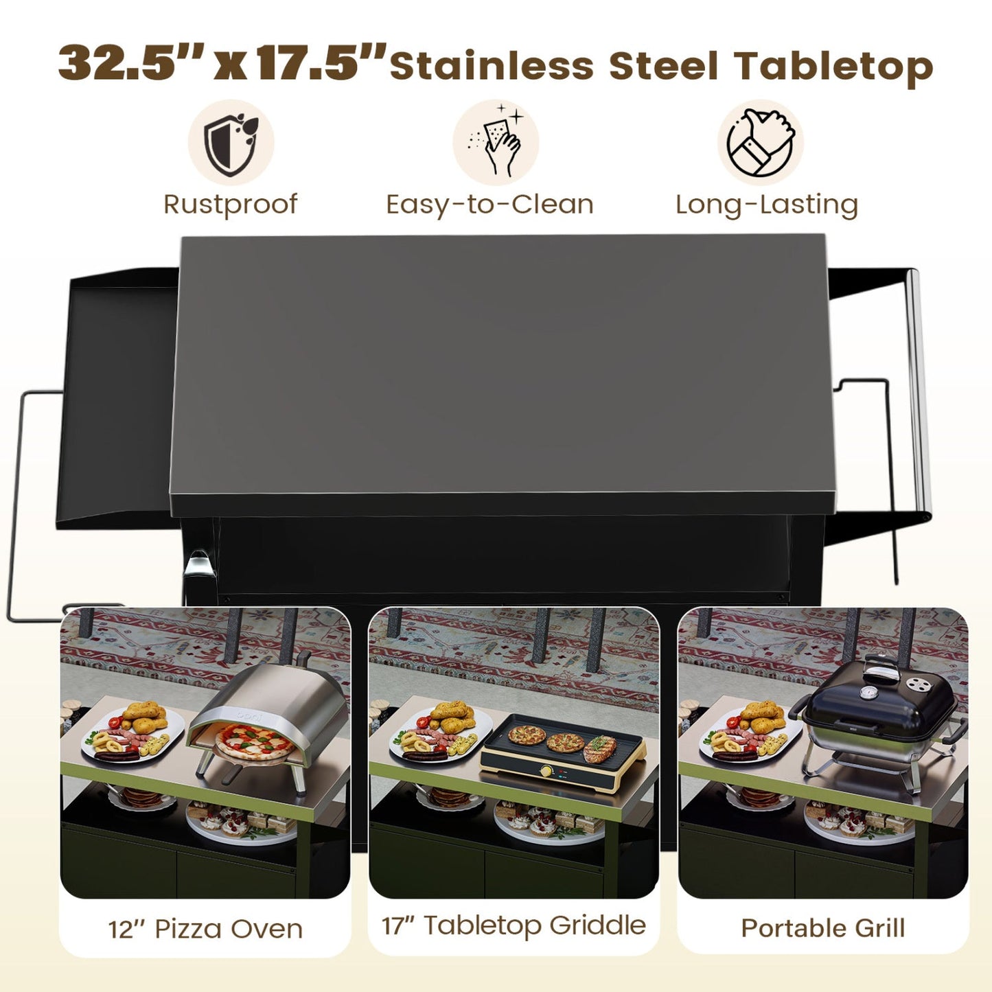 Outdoor grill cart with stainless steel top and storage cabinet DirectDeals on Tampa Home & Garden Store