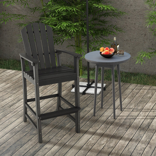 30 Inches Counter Height Outdoor HDPE Bar Stool with Armrests and Footrest-Black - Tampa Home & Garden Store
