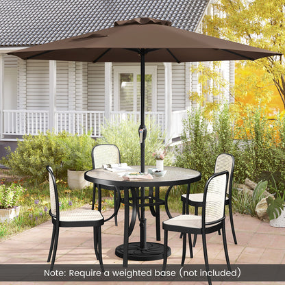 Outdoor Heavy Duty Market Umbrella with Crank Handle and 8 Sturdy Ribs-Brown