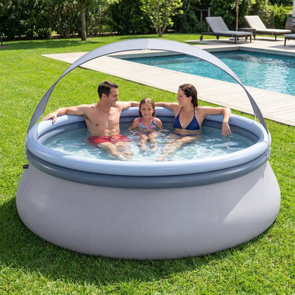 Inflatable Pool With Sunshade Canopy For Outdoors