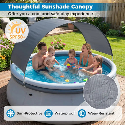 Inflatable Pool With Sunshade Canopy For Outdoors