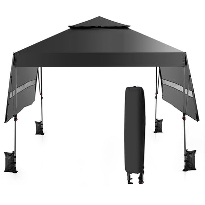 Carpa Plegable Instantánea para Exterior de 10 x 17.6 Pies con Doble Toldo Medio - Azul