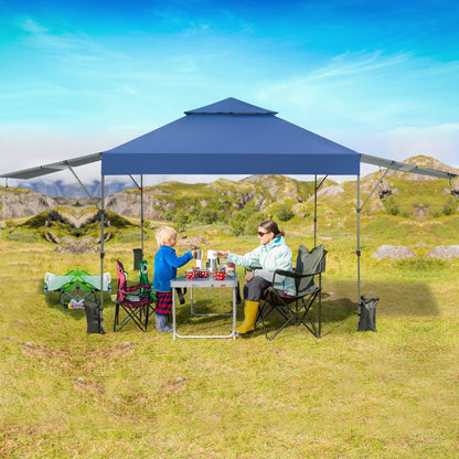 GemGear 10 x 17.6 ft outdoor instant pop-up canopy tent with blue dual half awnings on Tampa Home & Garden Store