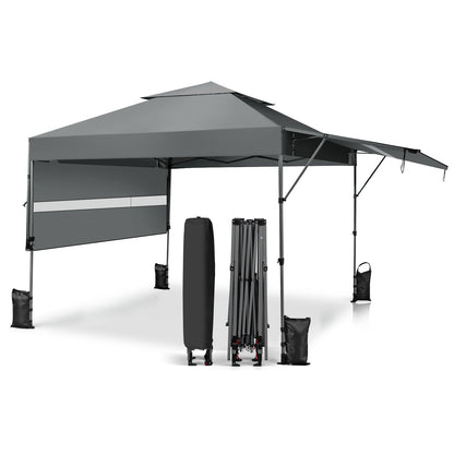 Carpa Plegable Instantánea para Exterior de 10 x 17.6 Pies con Doble Toldo Medio - Azul