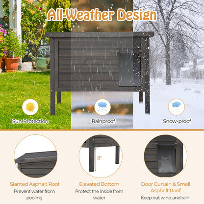 Outdoor Insulated Cat House with All-Round Foam Insulated for Winter-Gray