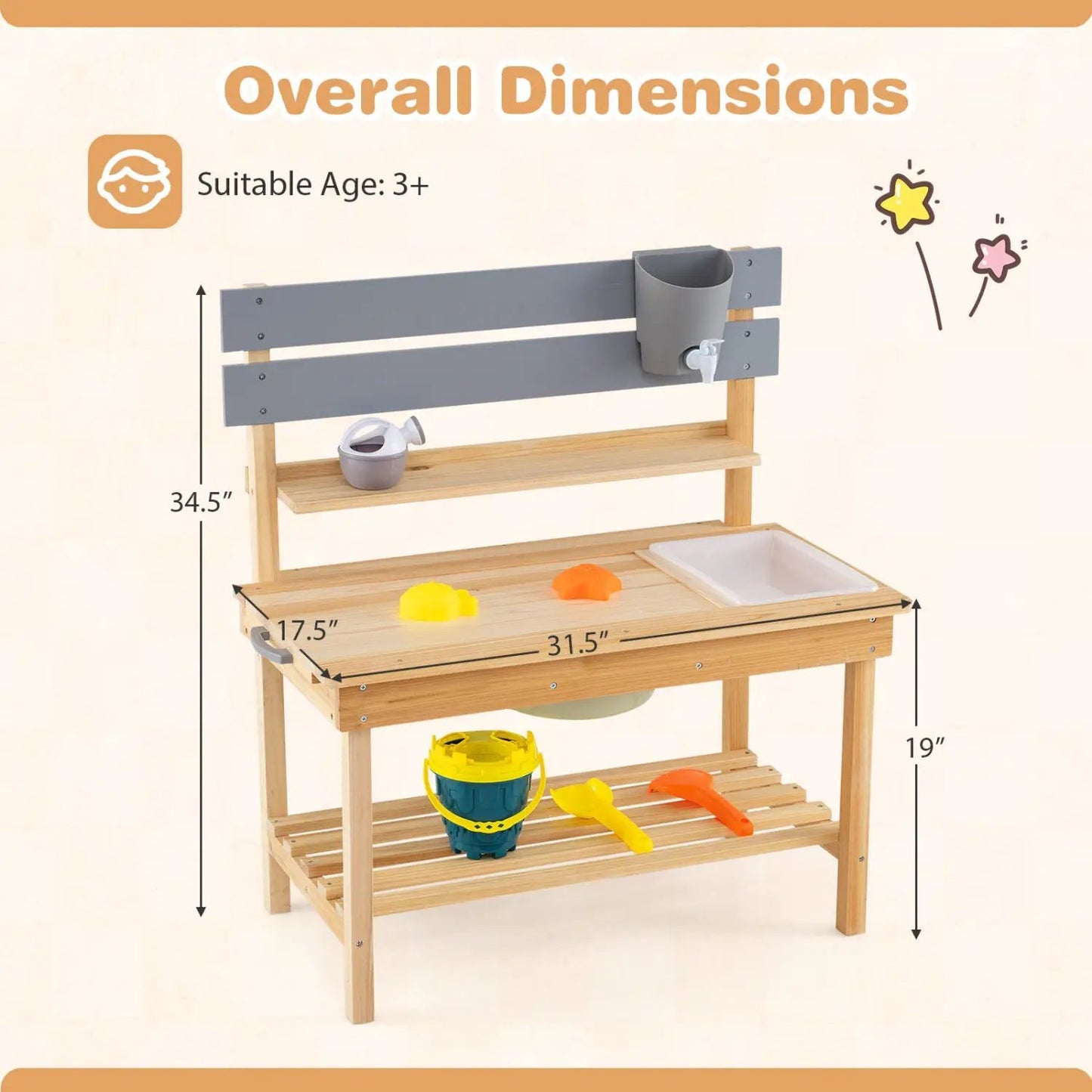 Outdoor Mud Kitchen with Extended Tabletop