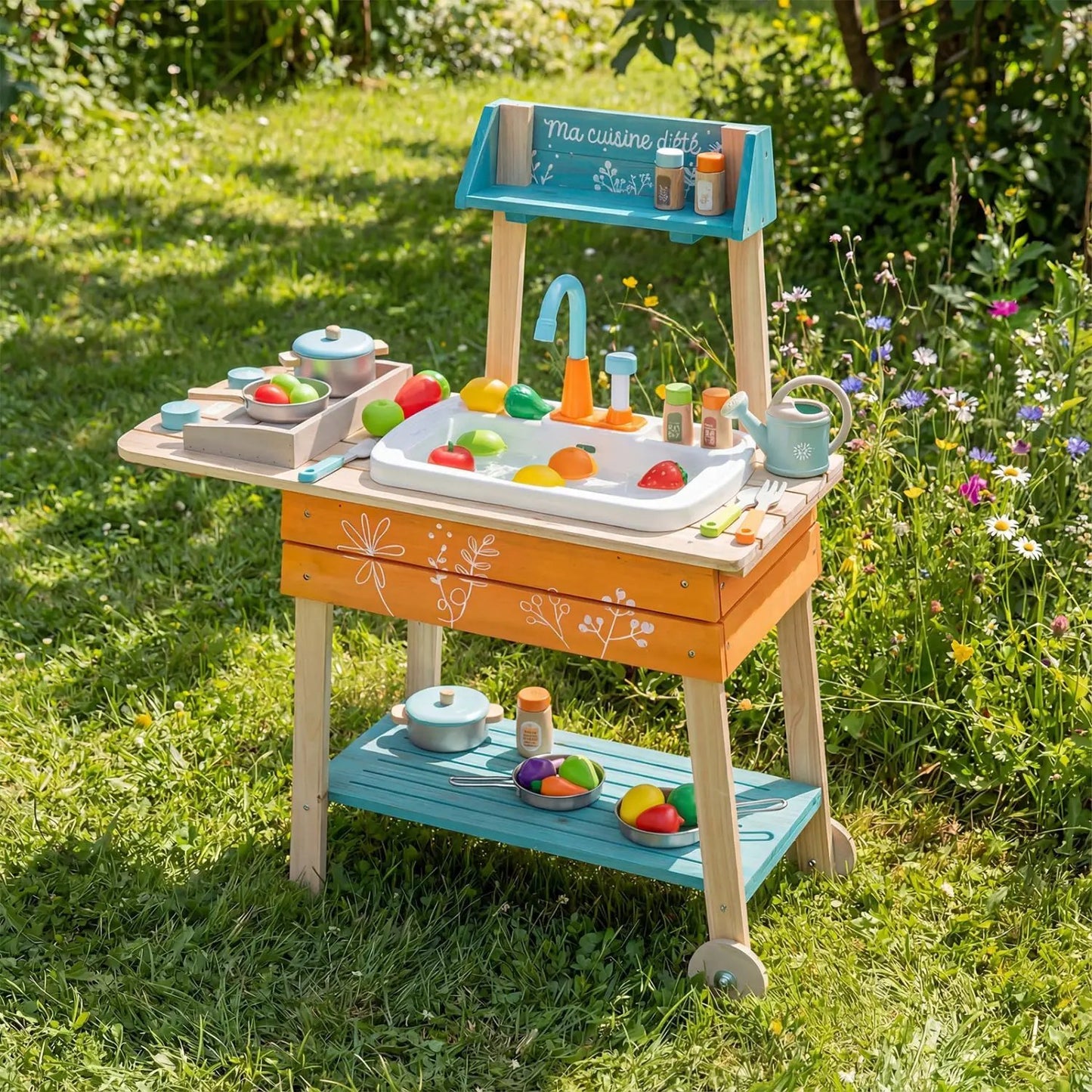 Outdoor Kids Play Kitchen Set With Removable Sink
