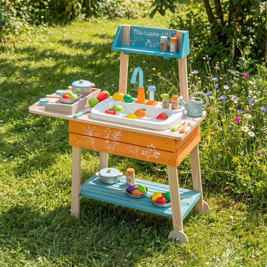 Outdoor Kids Play Kitchen Set With Removable Sink