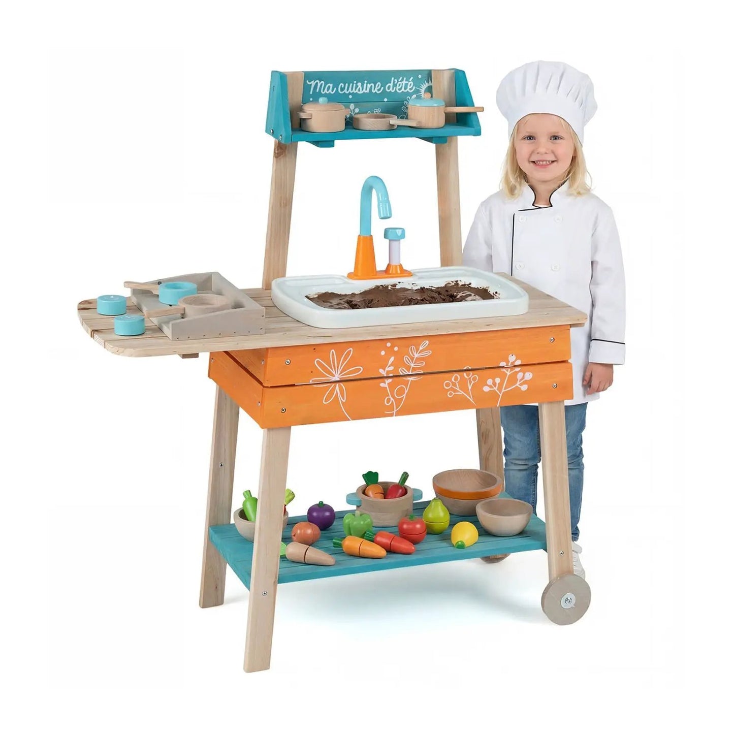 Outdoor Kids Play Kitchen Set With Removable Sink