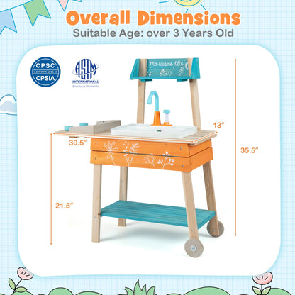 Outdoor Kids Play Kitchen Set With Removable Sink