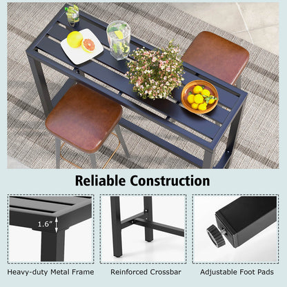 DirectDeals 48/55 Inch Bar Table with waterproof top and metal frame, with two stools on Tampa Home & Garden Store