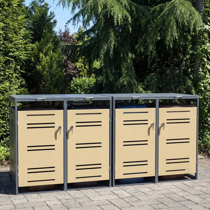 Outdoor Metal Trash Bin Storage Shed for Two Cans