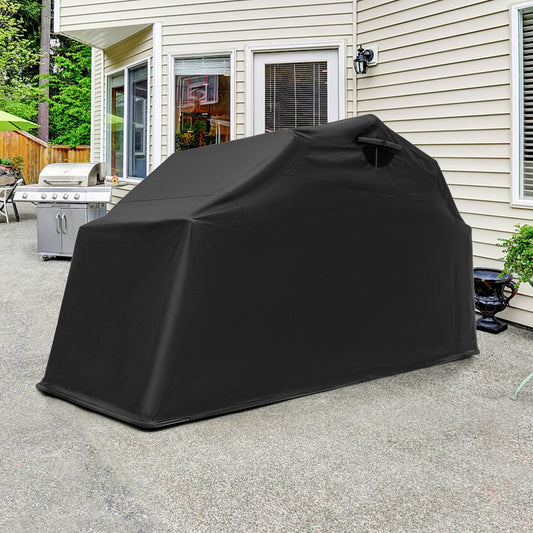 Outdoor motorcycle shelter with black waterproof cover by GemGear on Tampa Home & Garden Store