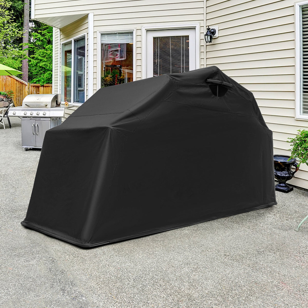 GemGear motorcycle storage shelter black waterproof cover for outdoor use on Tampa Home & Garden Store